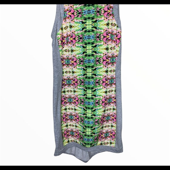 LUSTER Optical Illusion Racerback Tank Dress With Zipper Back Grey Size Small - Picture 4 of 9